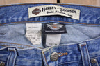 Vintage 1990's Harley Davidson Light Wash Blue Denim 35 x 35 /