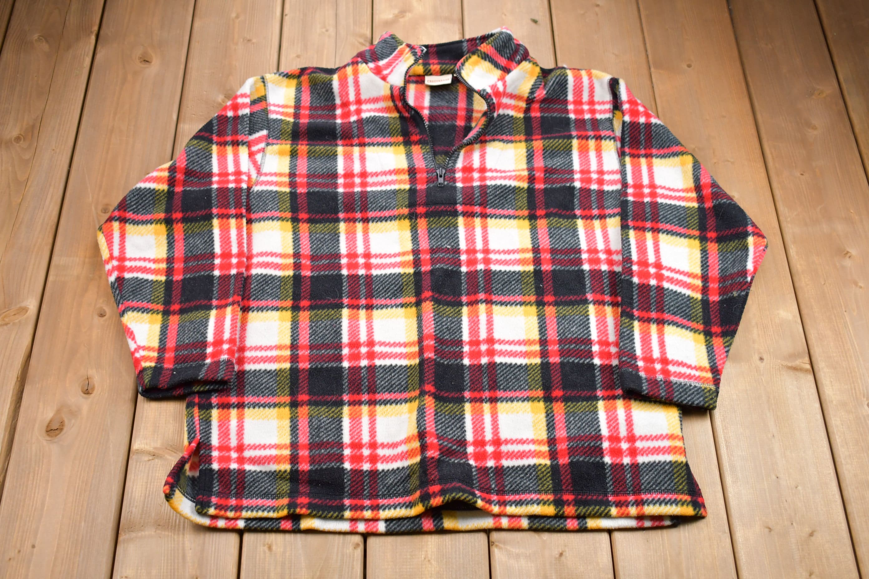 Vintage 1990s Crossroads Quarter Zip Fleece Sweater