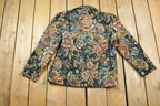 Vintage 1990s Green Mountain Knit Floral Pattern Button Up Dinner Jacket