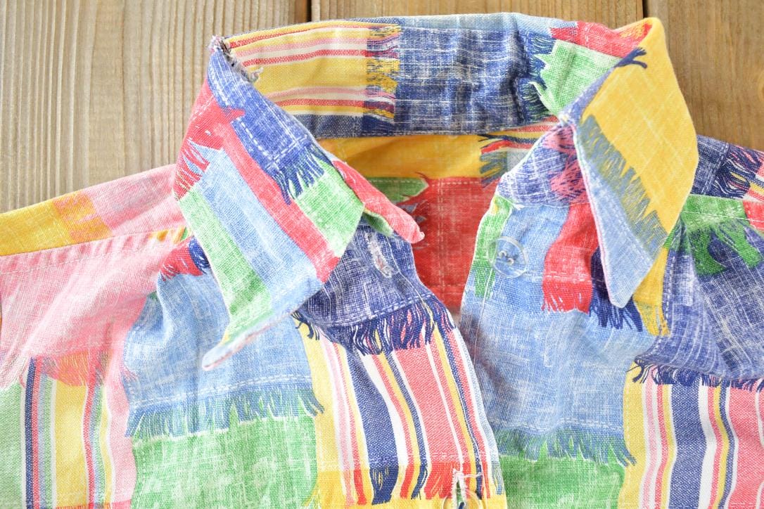 Vintage 1990s Colour Block Patchwork Button Up Shirt Men's S /