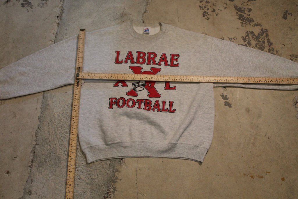 Vintage 1990s Labrae XXL Football Crewneck Sweater / Sports Team Logo / American School Sportswear / Pullover Sweatshirt / Made In USA / BS6