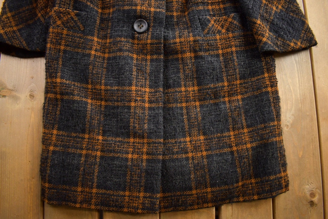 Vintage 1970s Harrods Wool Button Up Long Jacket Made In England