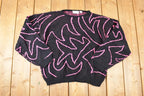 Vintage 1990s Shenanigan Floral Abstract Knit Crewneck Sweater Women's L