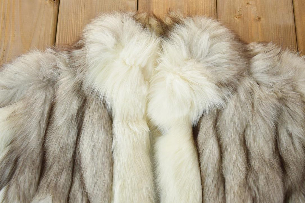 Vintage 1970s Shadow Blue Frost Fox Fur Coat Paul Magdon 42 Inch Bust