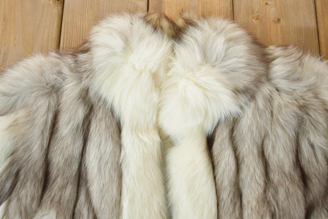 Vintage 1970s Shadow Blue Frost Fox Fur Coat Paul Magdon 42 Inch Bust