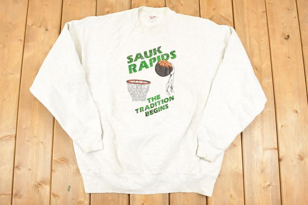 Vintage 1990s Sauk Rapids Supercotton Heavyweight Graphic Print Crewneck Sweatshirt Men's XL
