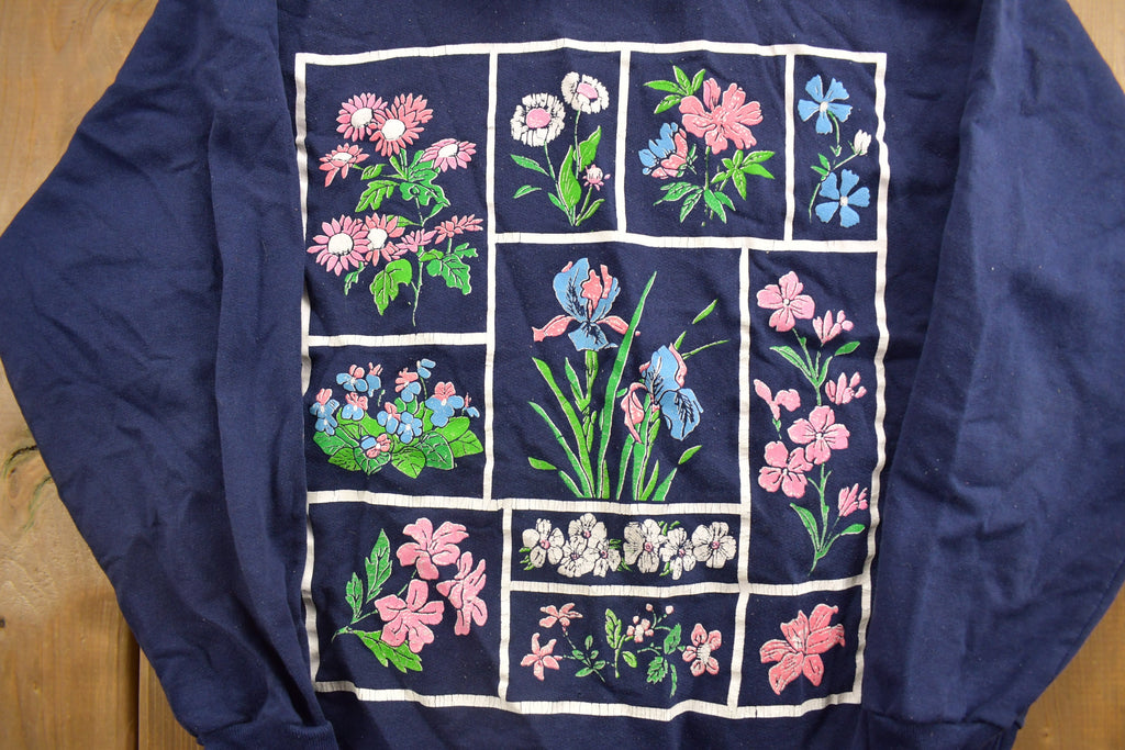 Vintage 1990s Huntington Ridge Floral Collard Crewneck Sweatshirt