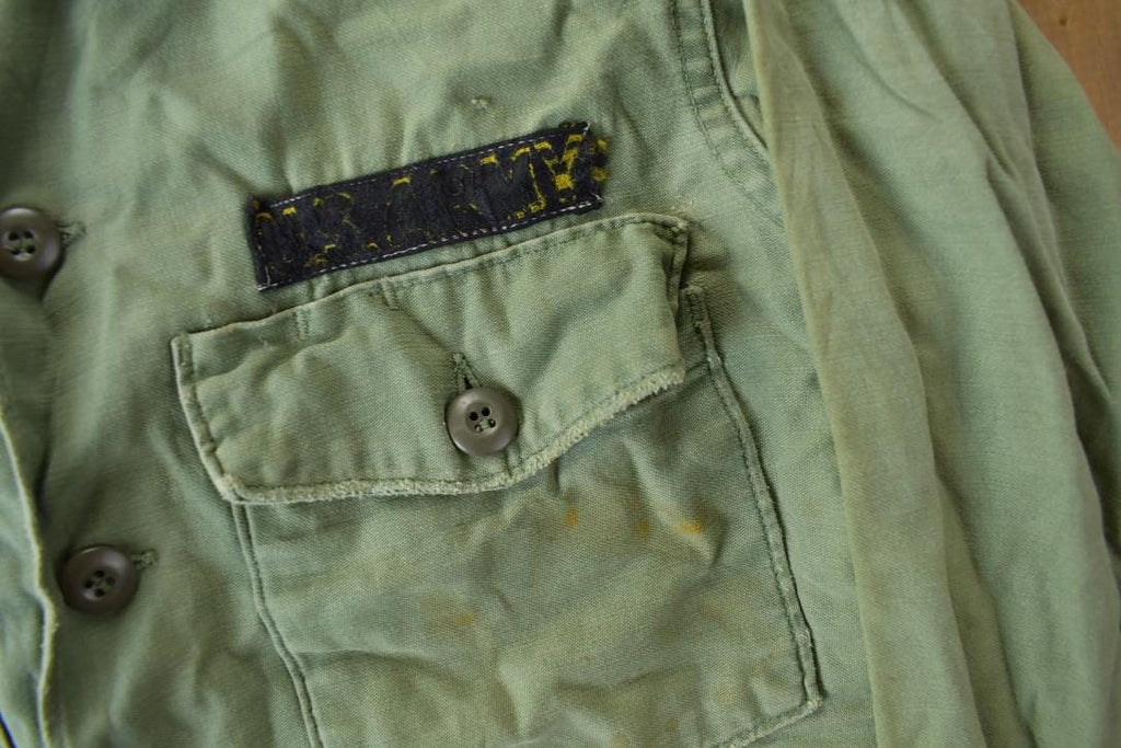 Vintage 1960s OG-107 Army Military Sateen Shirt /