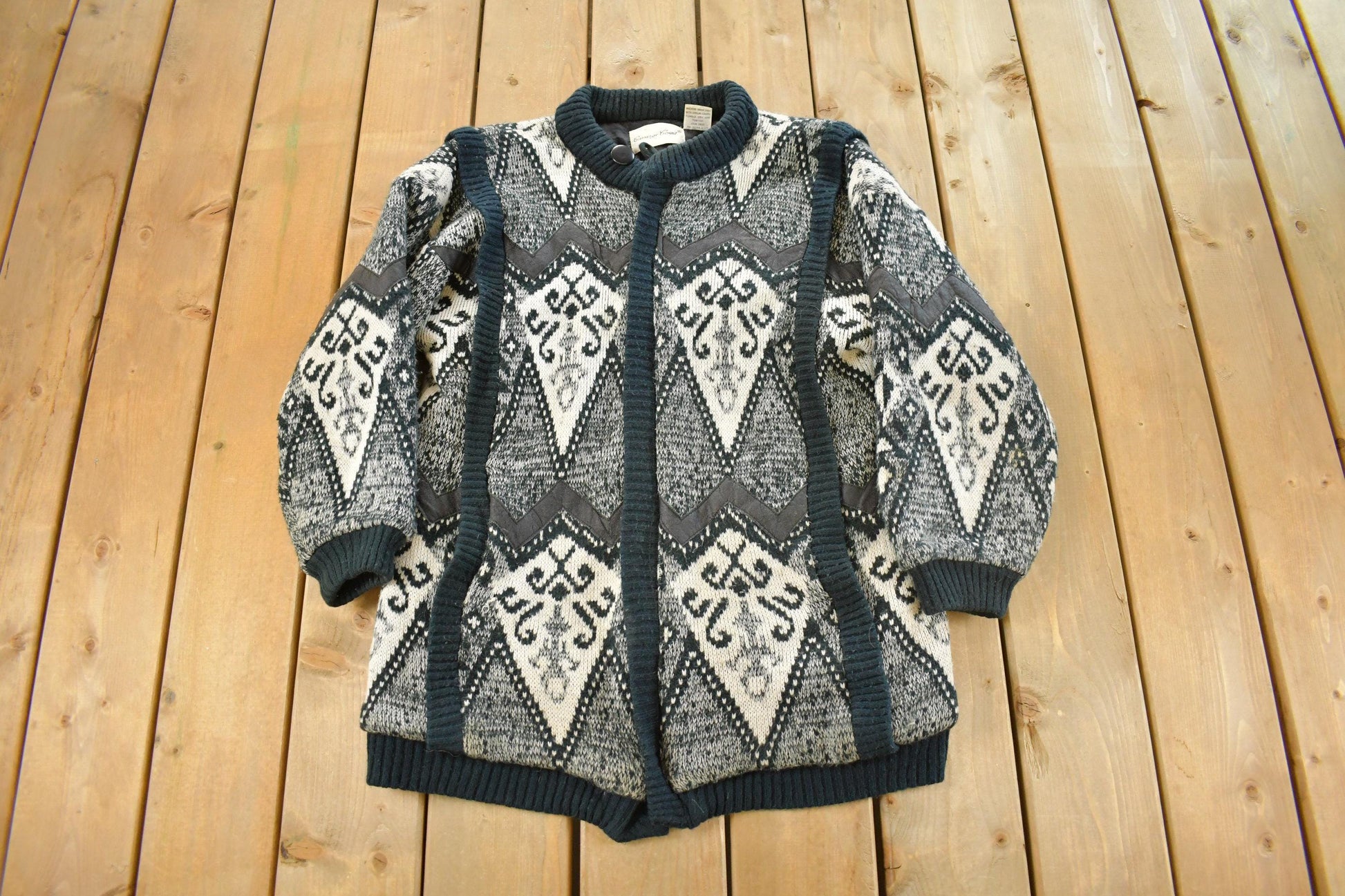 Vintage 1990s Carriage Court Knit Sweater Jacket Women's Medium