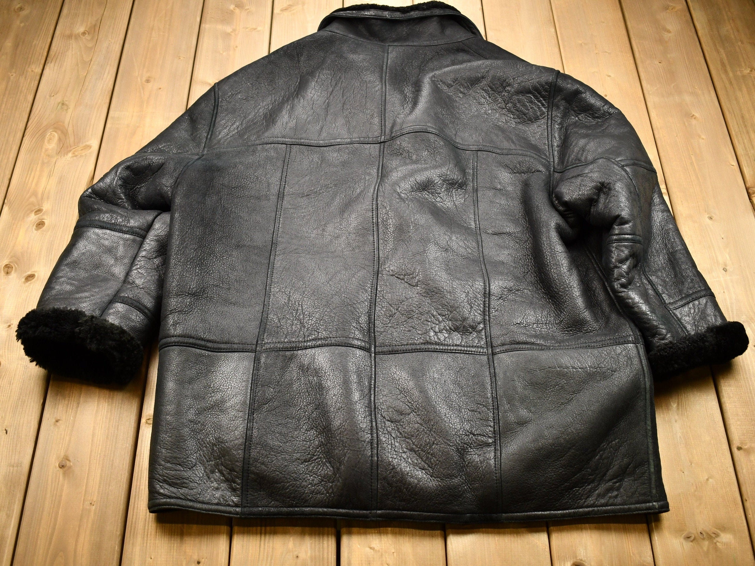 Vintage 1980s Pronto Uomo Leathers Oversized Leather Fleece Lined Jacket
