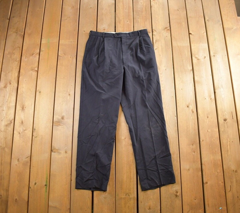 Vintage 1990s Black Dress Pants Size 34x30/ 1990s Wool Pants / Streetwear / True Vintage / Vintage Workwear / Dress Pants