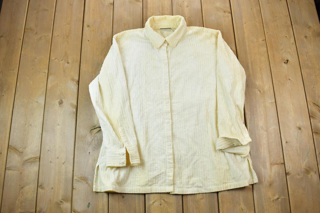 Vintage 1990s Croft Barrow Ribbed Blank Button Up Shirt