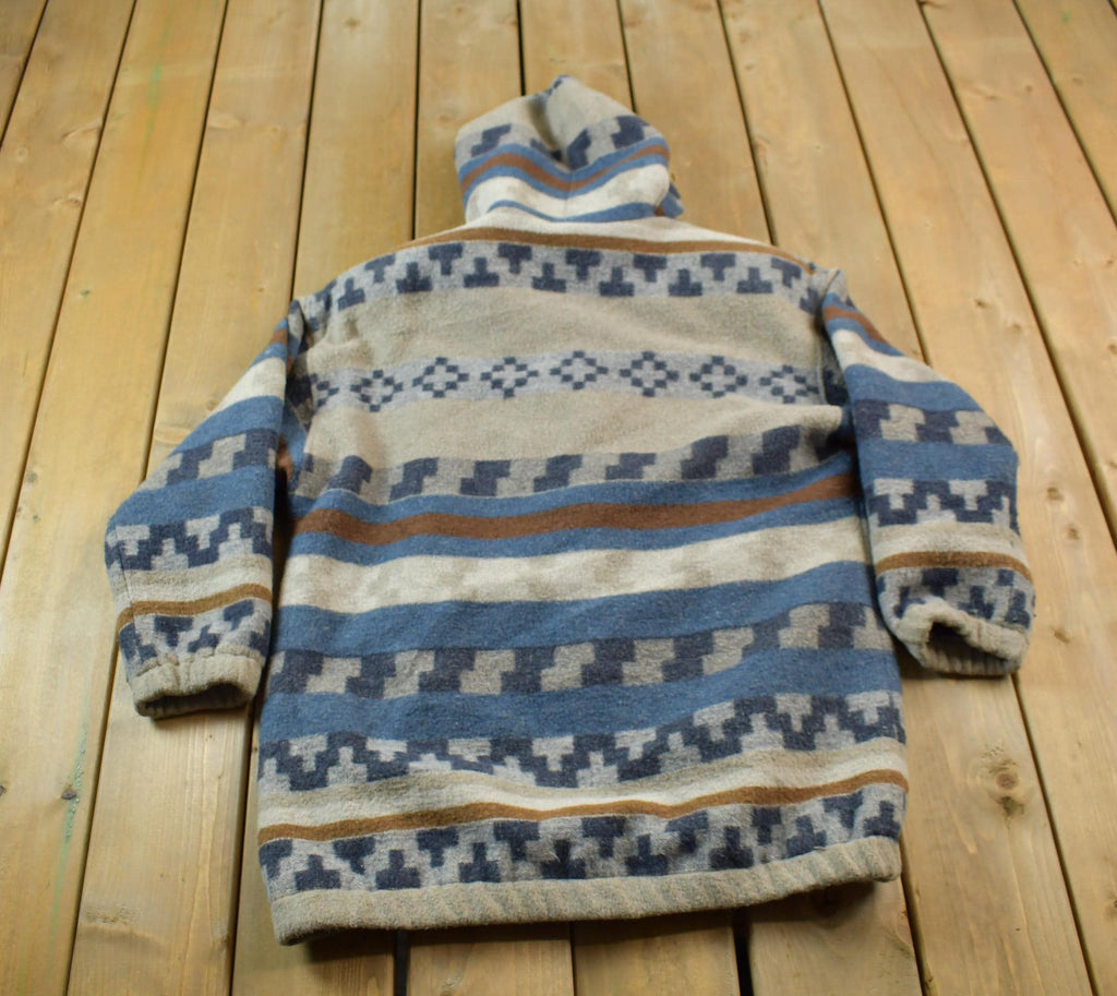 Vintage 1990s New York Girl Hooded Field Jacket Abstract Wool