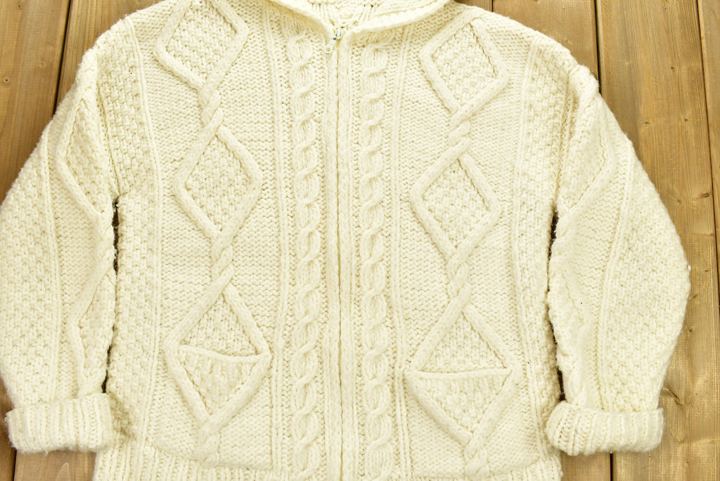 Vintage 1990's Cable Knit Hooded Sweater