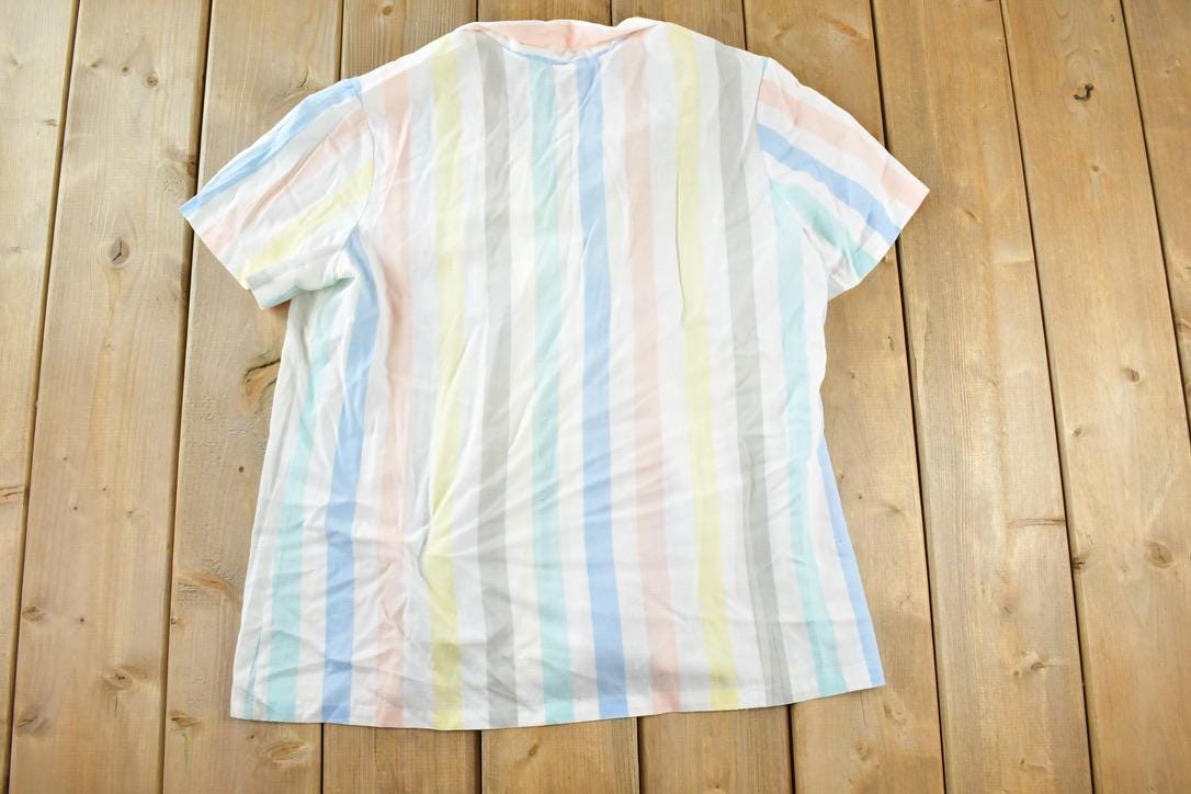 Vintage 1980s Mayer Lang Marquis Striped Button Up Shirt Women's L
