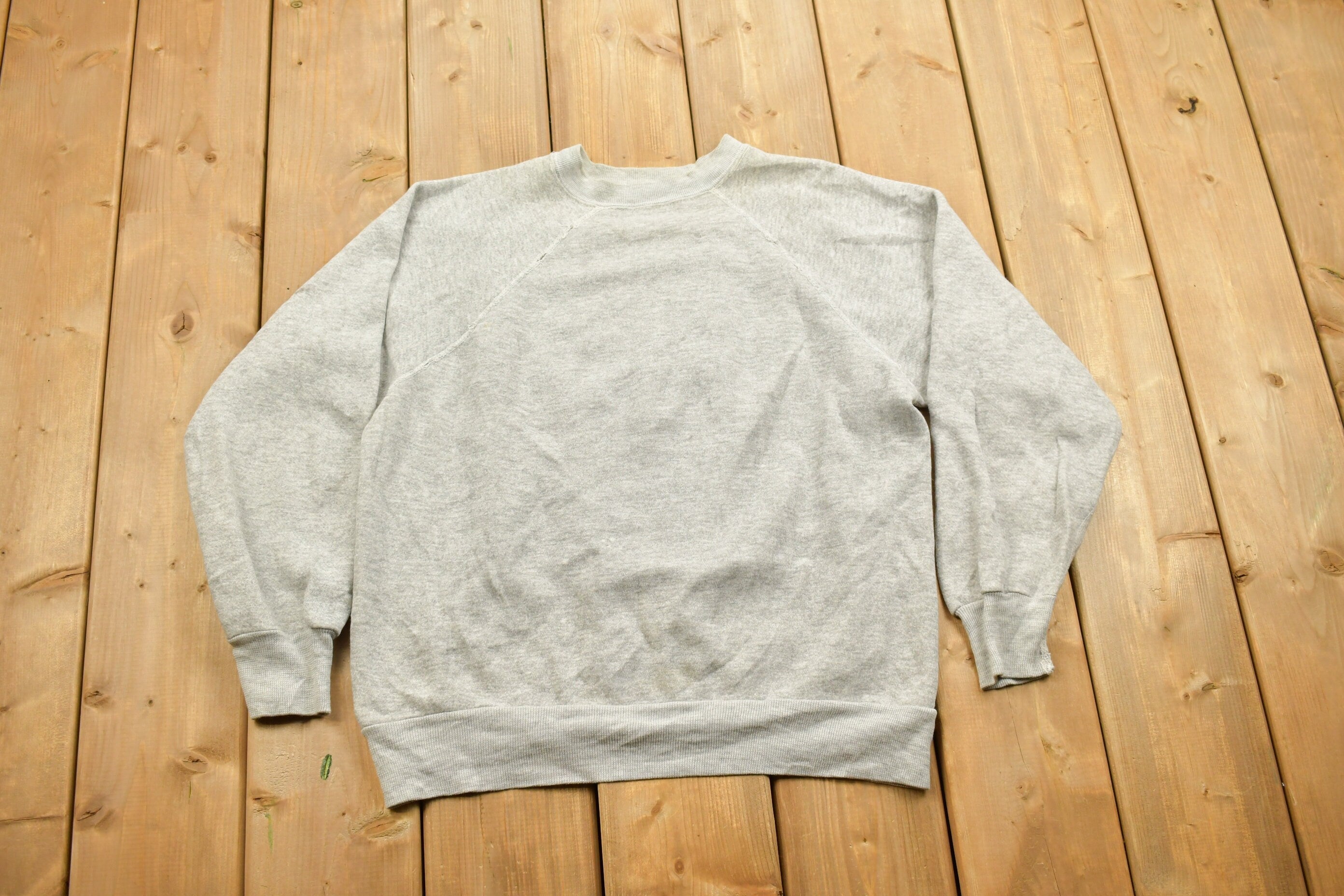 Vintage 1960s Blank Grey Raglan Sweatshirt  60s Crewneck  Made In USA  True Vintage  Streetwear  60s Blank  60s Sweater