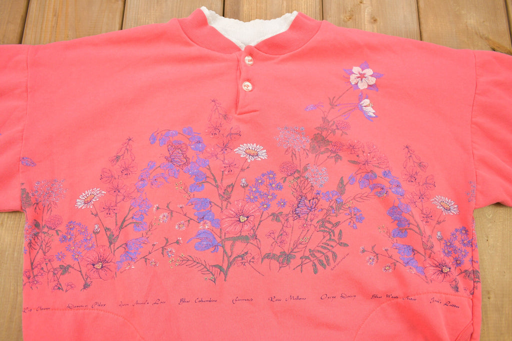 Vintage 1990s Cute Flower Theme All Over Print Crewneck Sweater