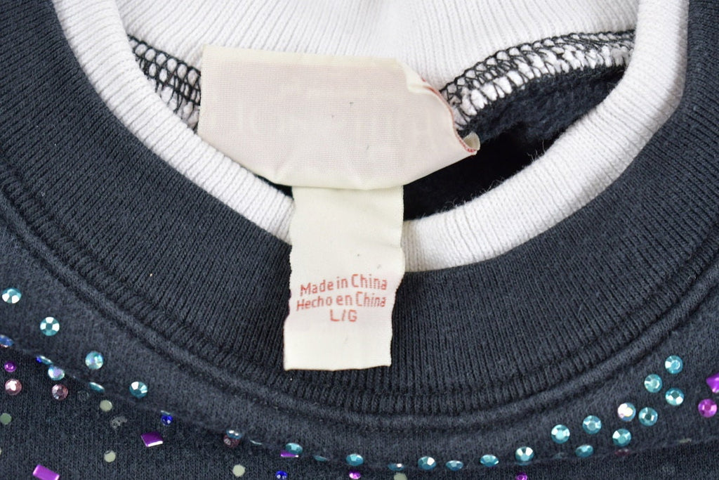 Vintage 1990s Bedazzled Double Collar Crewneck Sweatshirt