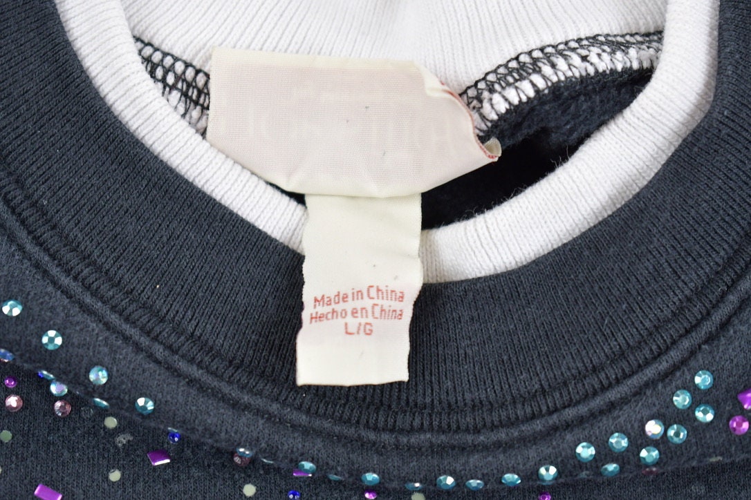 Vintage 1990s Bedazzled Double Collar Crewneck Sweatshirt