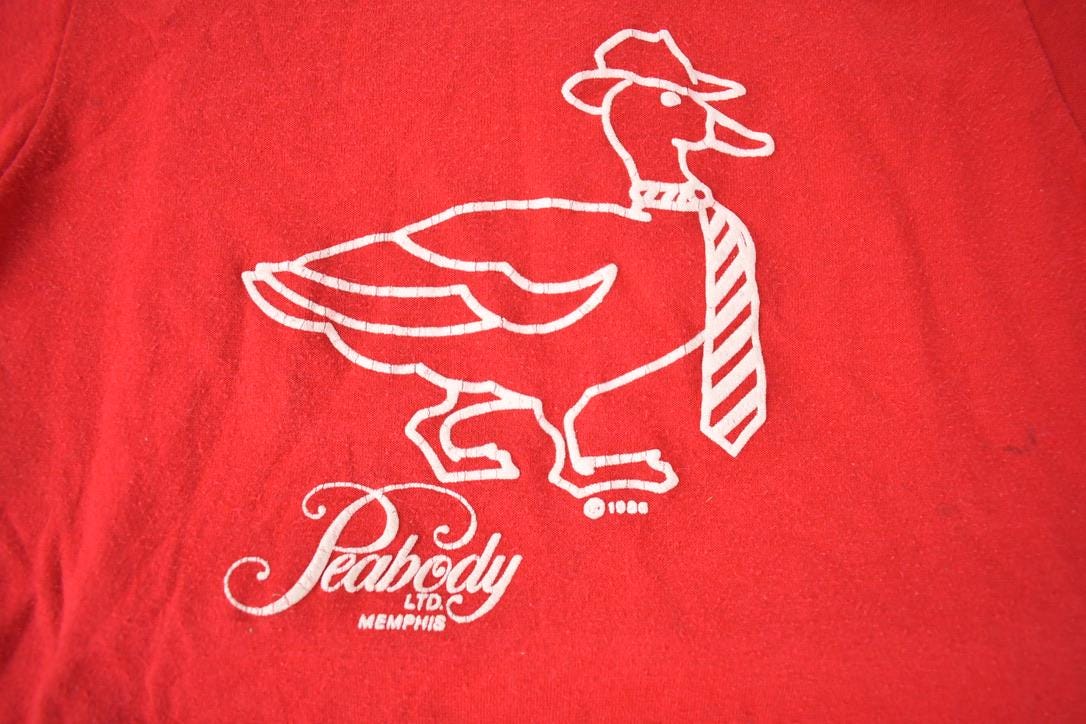 Vintage 1986 Peabody Memphis Single Stitch Graphic Baby T Shirt Made In USA