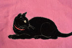 Vintage 1990s Top Stitch Embroidered Black Cat Doubler Collar Crewneck Sweatshirt Men's L