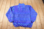 Vintage 1990s Lady Footlocker T Snap All OVer Print Fleece Sweater Size Womens Small