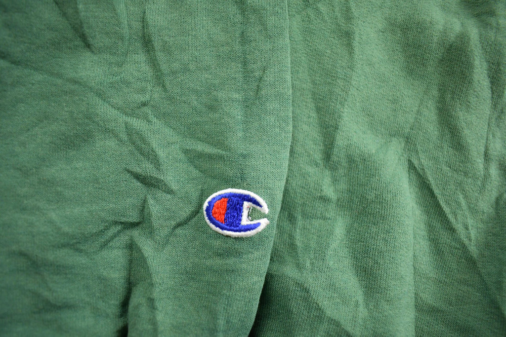 Vintage 1990s Champion Small Logo Embroidered Distressed Crewneck Sweatshirt