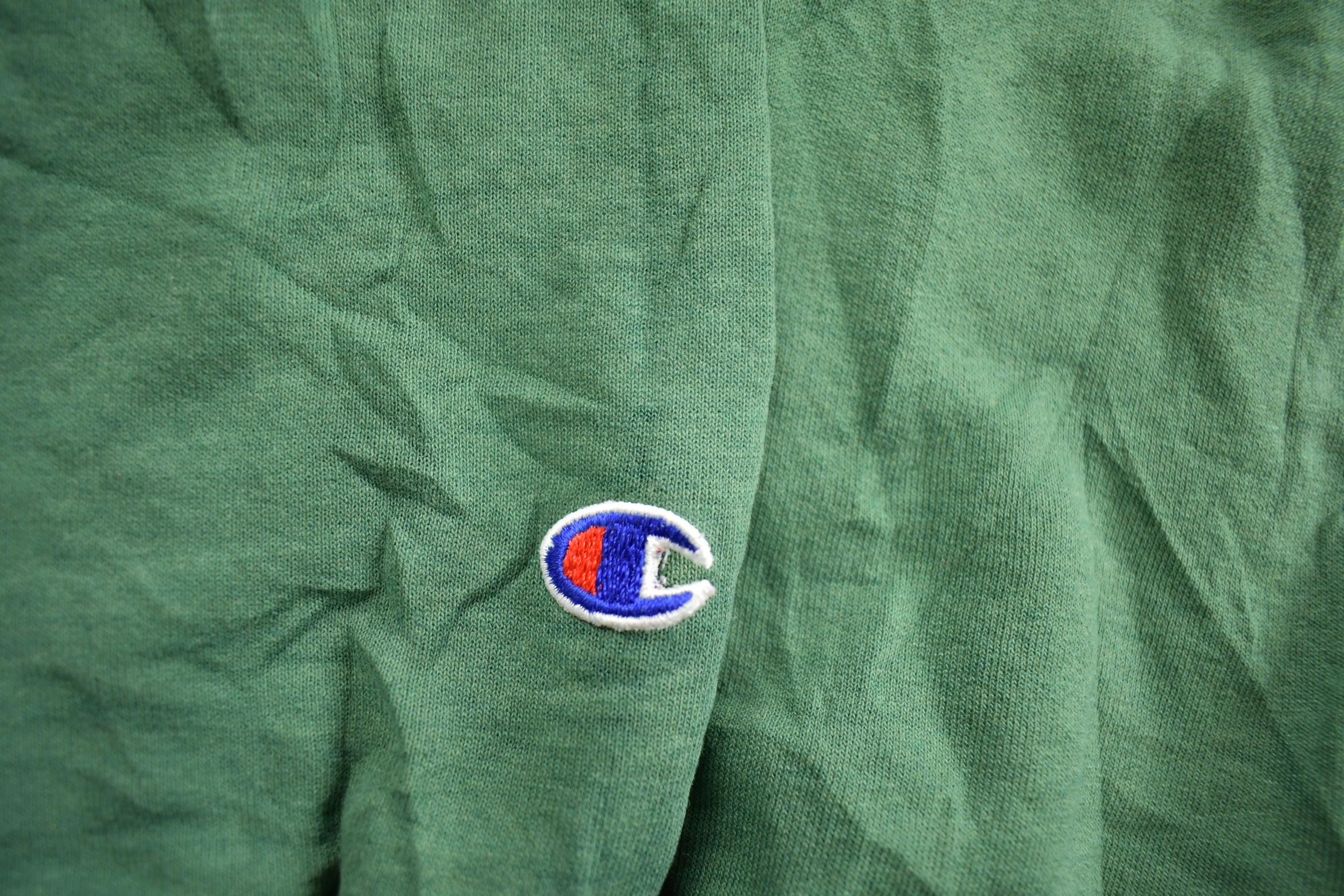 Vintage 1990s Champion Small Logo Embroidered Distressed Crewneck Sweatshirt