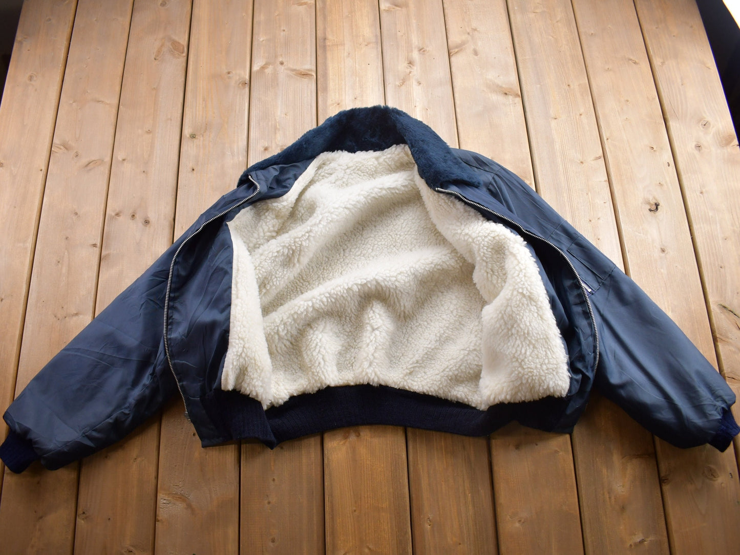 Vintage 1980s Cold Weather Zip Up Jacket / 80s Workwear / Vintage Workwear / Fur Lined Jacket