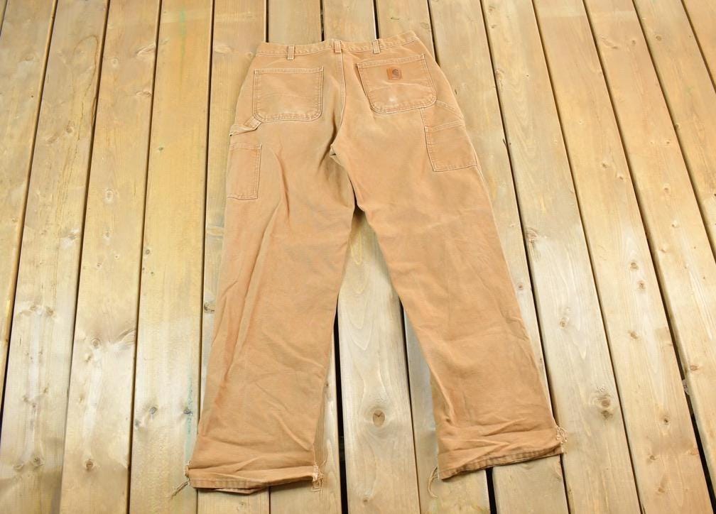 Vintage 1990s Carhartt Tan Denim Work Pants Size 33 x 34