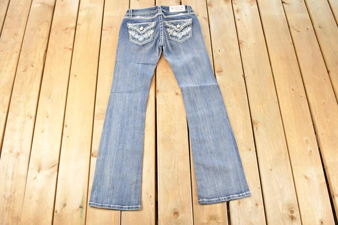 Vintage Deadstock Y2K Grace In LA Bedazzled Low Rise Jeans Women's Size 27 x 32