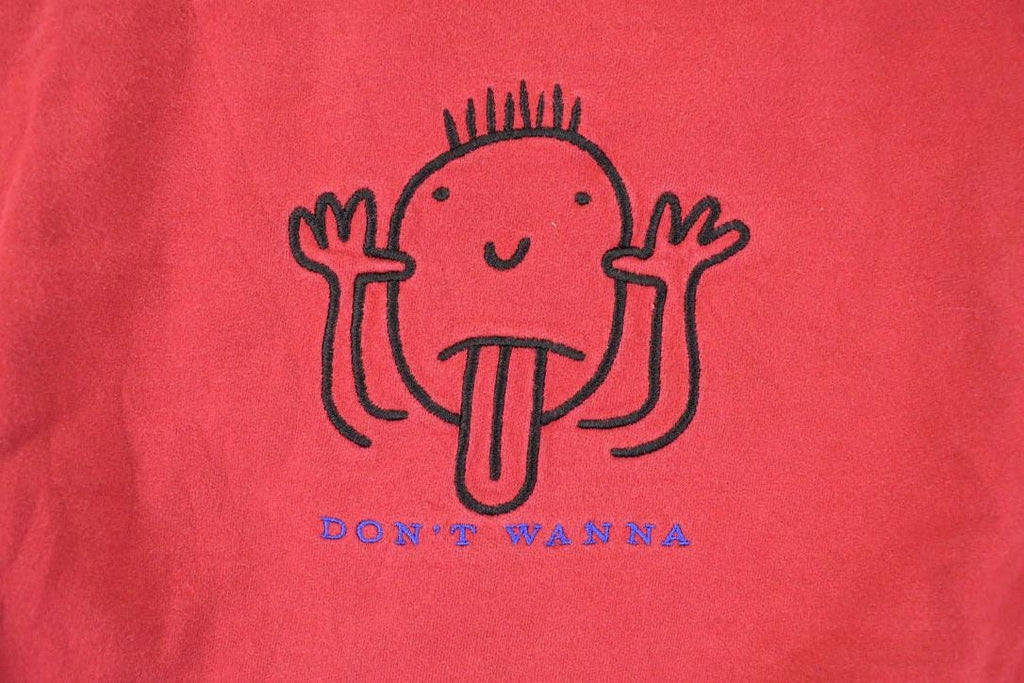 Vintage 1990s Don't Wanna Embroidered Funny Face Crewneck Sweatshirt Mens L