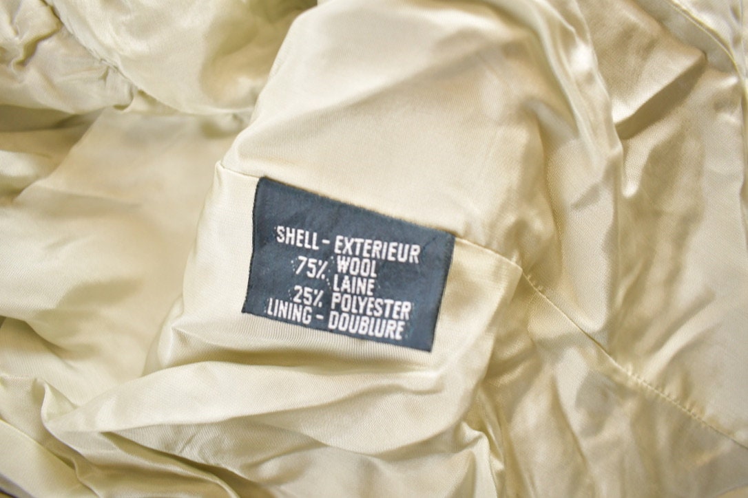 Vintage 1980s Beige Wool Button Up Blazer Jacket