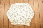 Vintage 1990s Double Collared Floral Graphic Crewneck Sweatshirt