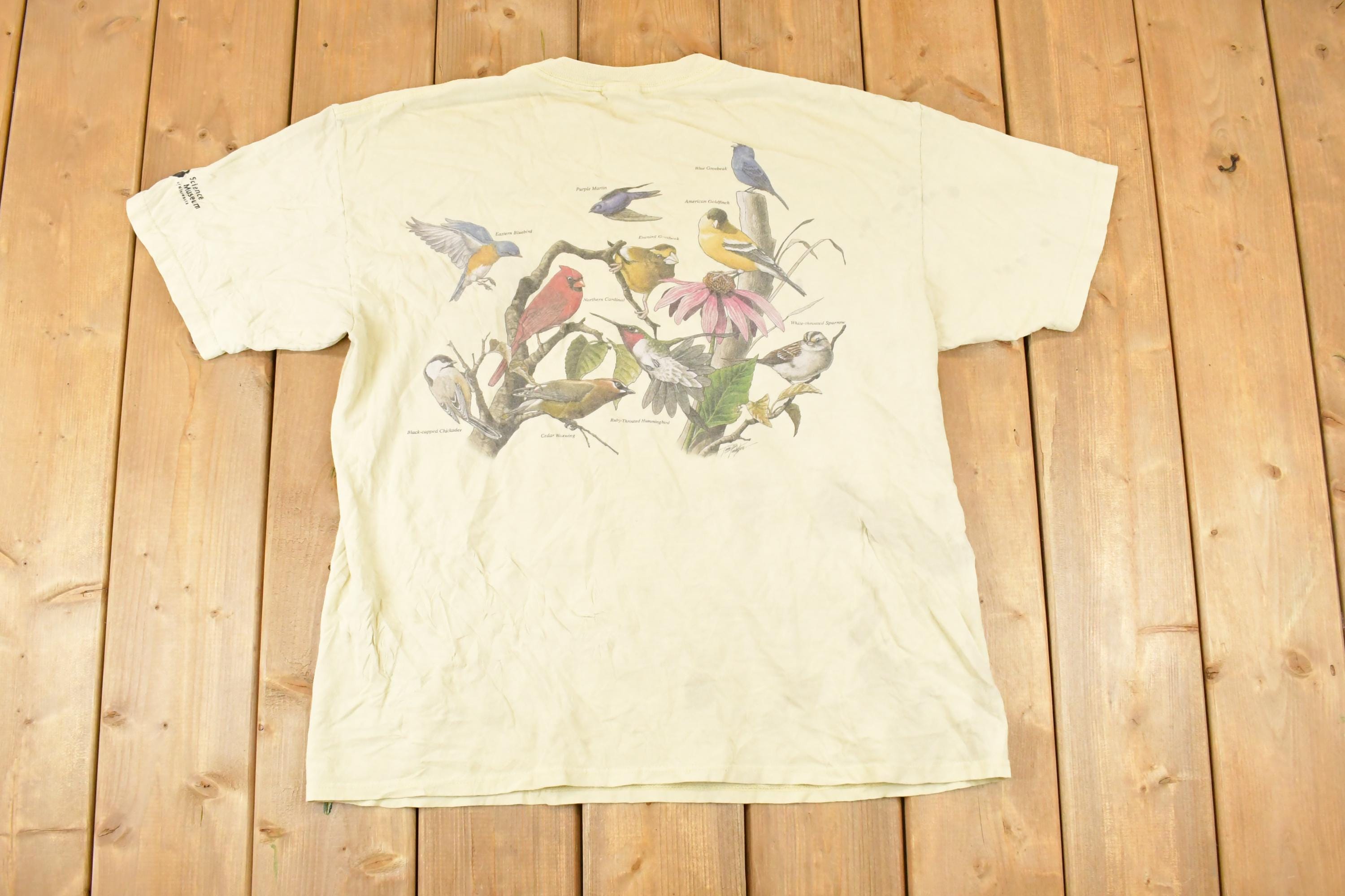 Vintage Y2K Wild Cotton Bird Family Tree Souvenir Travel T-Shirt Women's L