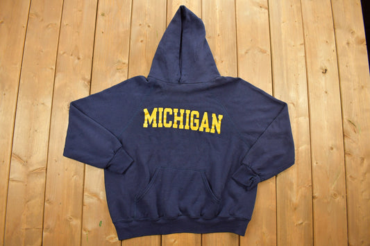 Vintage 1960s Michigan Graphic Hoodie / 90s Hoodie / Vintage Sweater / Color Block / Athletic / NCAA / College Sports / University