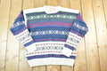 Vintage 1990s Woods And Grey Knit Abstract Pattern Crewneck Sweater Mens M