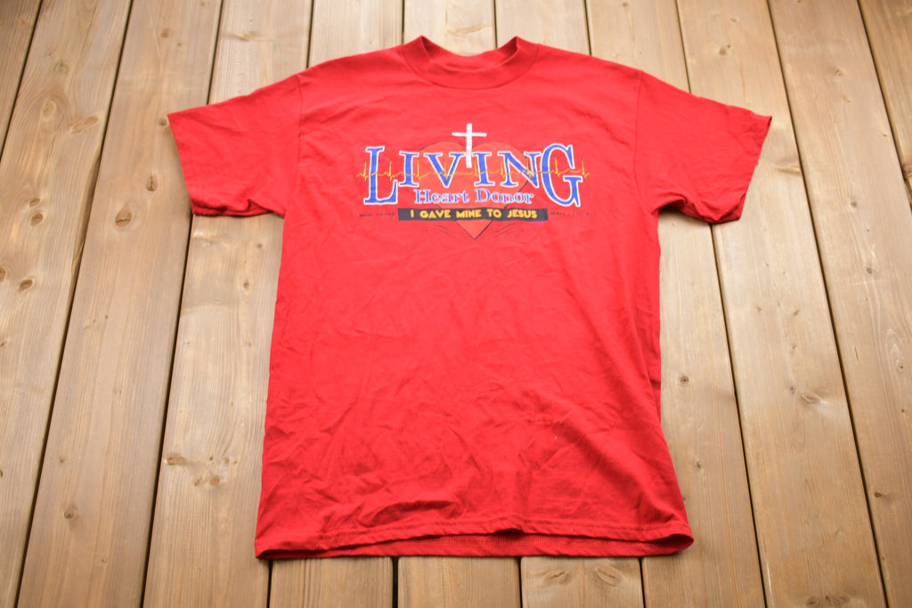 Vintage 1990s Jesus Graphic T-Shirt  Graphic  80s  90s  Streetwear  Retro Style  Living Heart Donor  90s Jesus