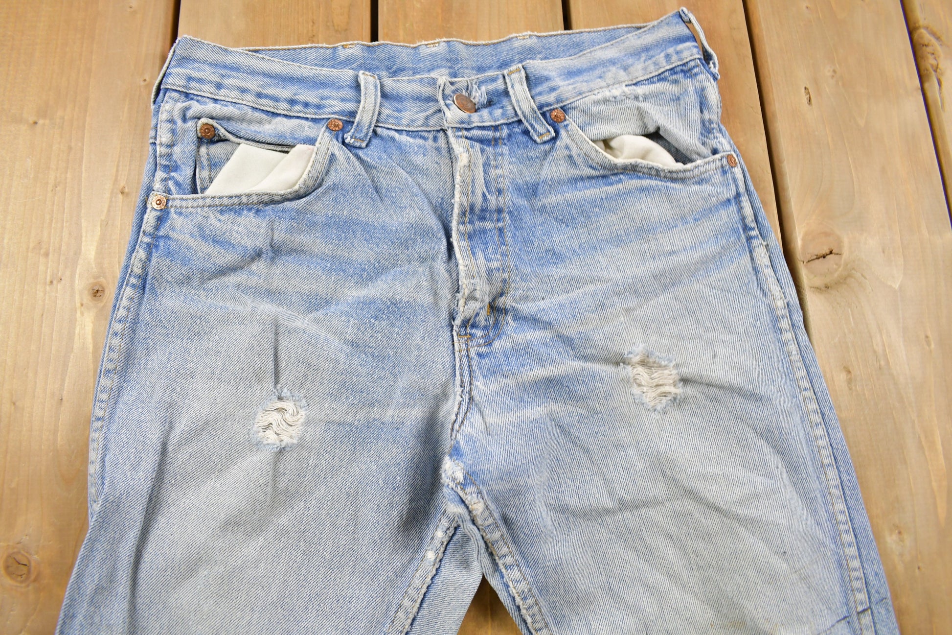 Vintage 1970s Roebucks Distressed Denim Jeans Size 30 x 28