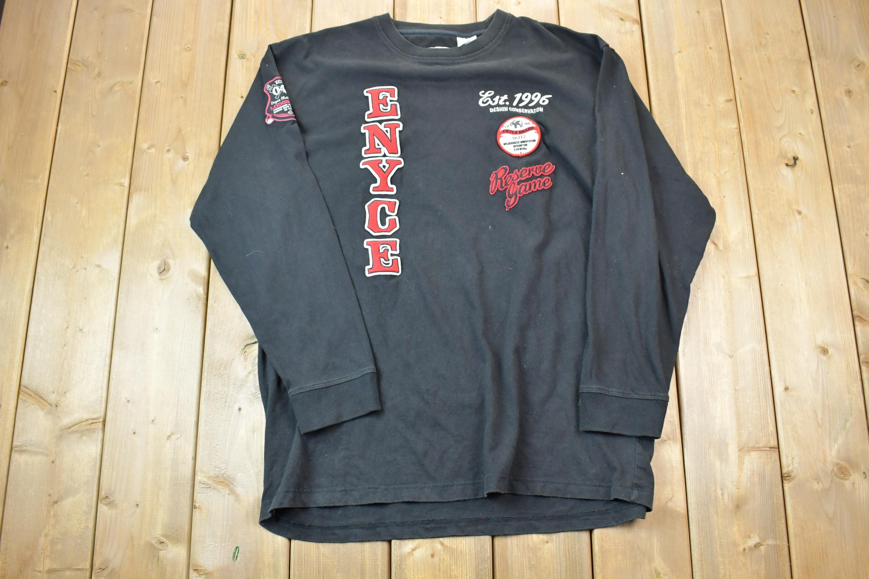 Vintage 1990s ENYCE Crazy Patchwork Crewneck Sweatshirt  90s Crewneck  Made In USA  Streetwear  Embroidered Streetwear