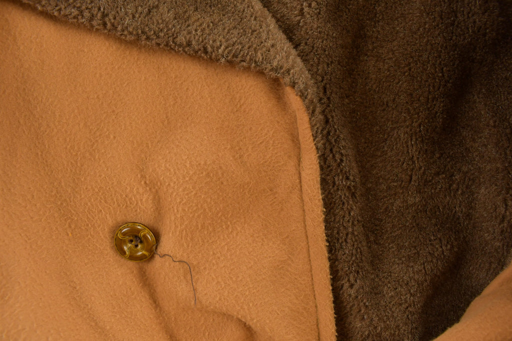 Vintage 1990s Fur Collar Leather Overcoat