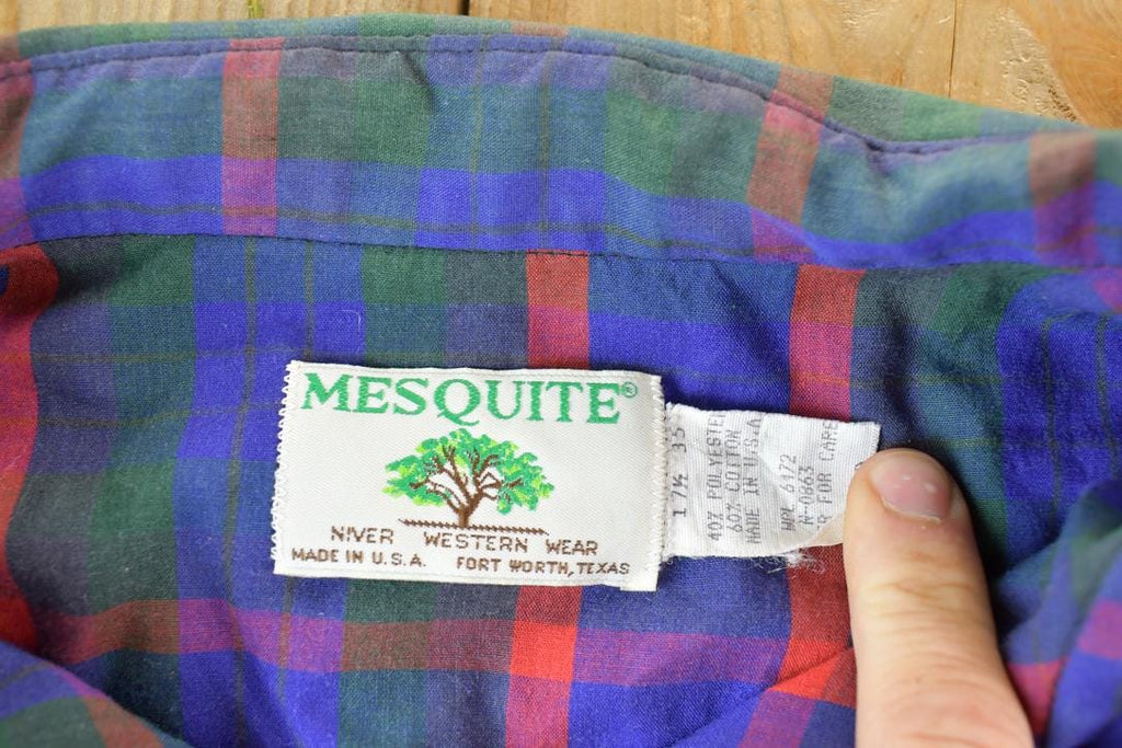 Vintage 1980s Mesquite Raptors Plaid Button Up Shirt