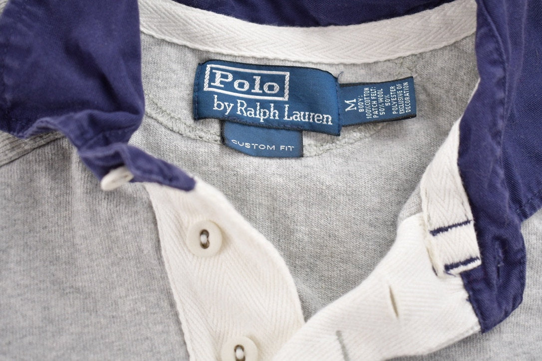 Vintage 1990s Polo Ralph Lauren USA Flag Embroidered Rugby Sweatshirt
