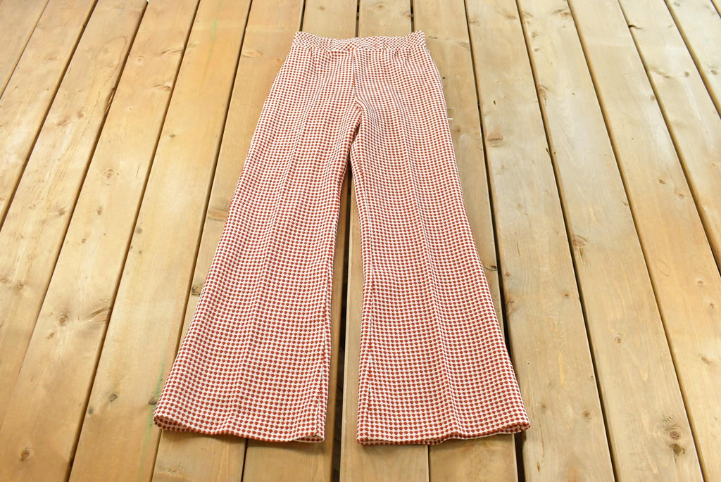 Vintage 1970s Gingham Polka Dot Bell Bottom Pants Women's 26 X 30