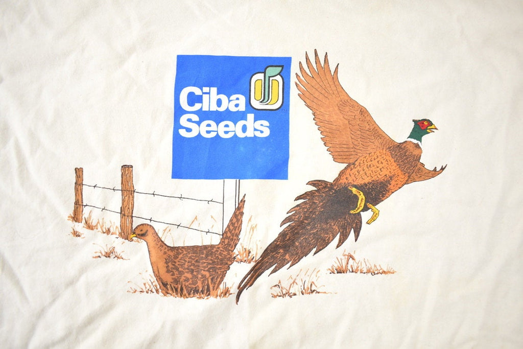 Vintage 1980s Ciba Seeds Single Stitch Graphic T-Shirt Made In USA Size XL