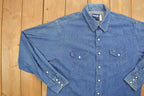 Vintage 1990s Wrangler Western Style Denim Snap Button Shirt