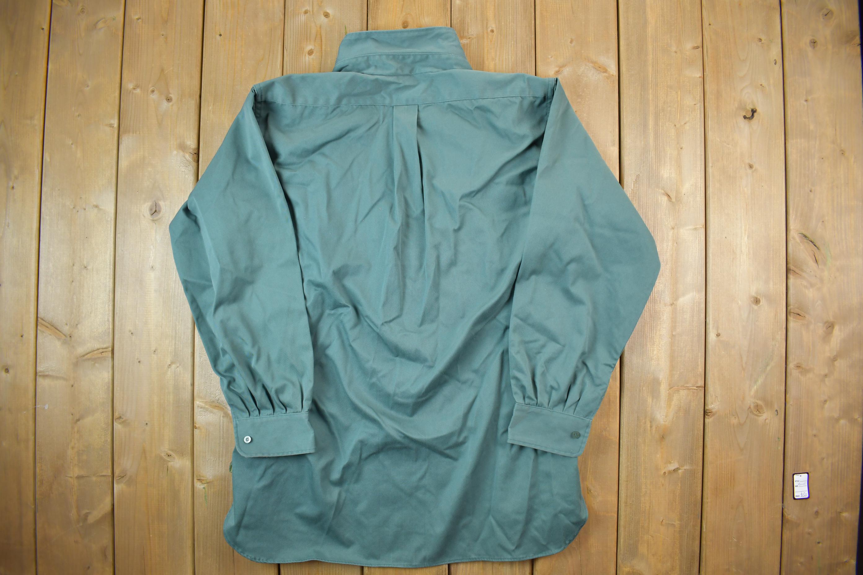 Vintage 1990s Blank Green Button Up Shirt
