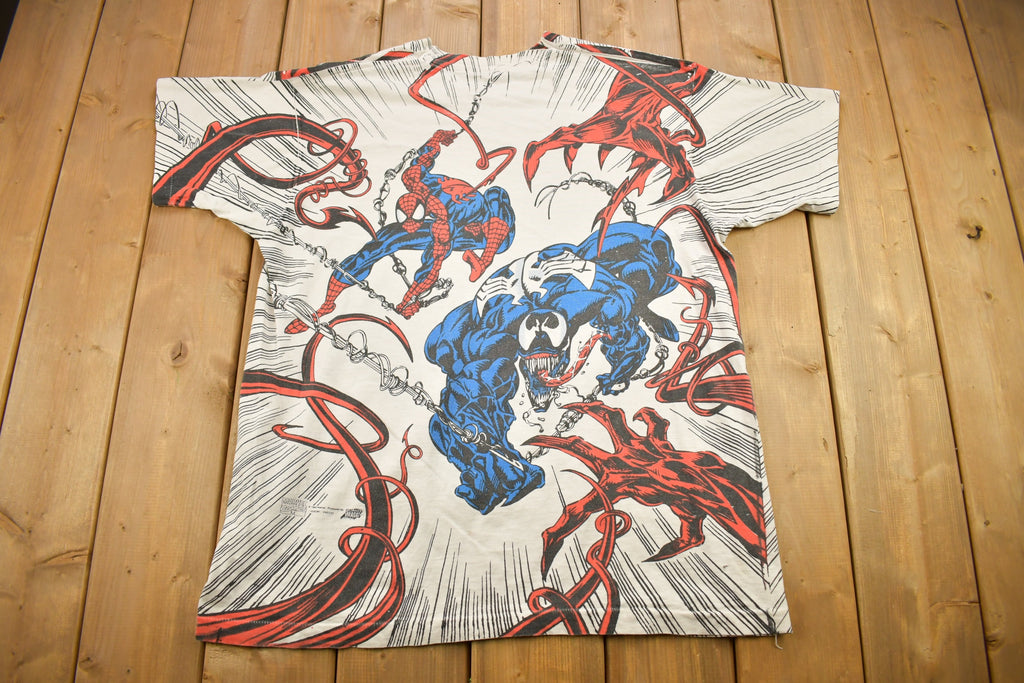 Vintage 1993 Spiderman Vs Venom Vs Carnage MARVEL Comics Mega Print T-Shirt