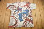 Vintage 1993 Spiderman Vs Venom Vs Carnage MARVEL Comics Mega Print T-Shirt