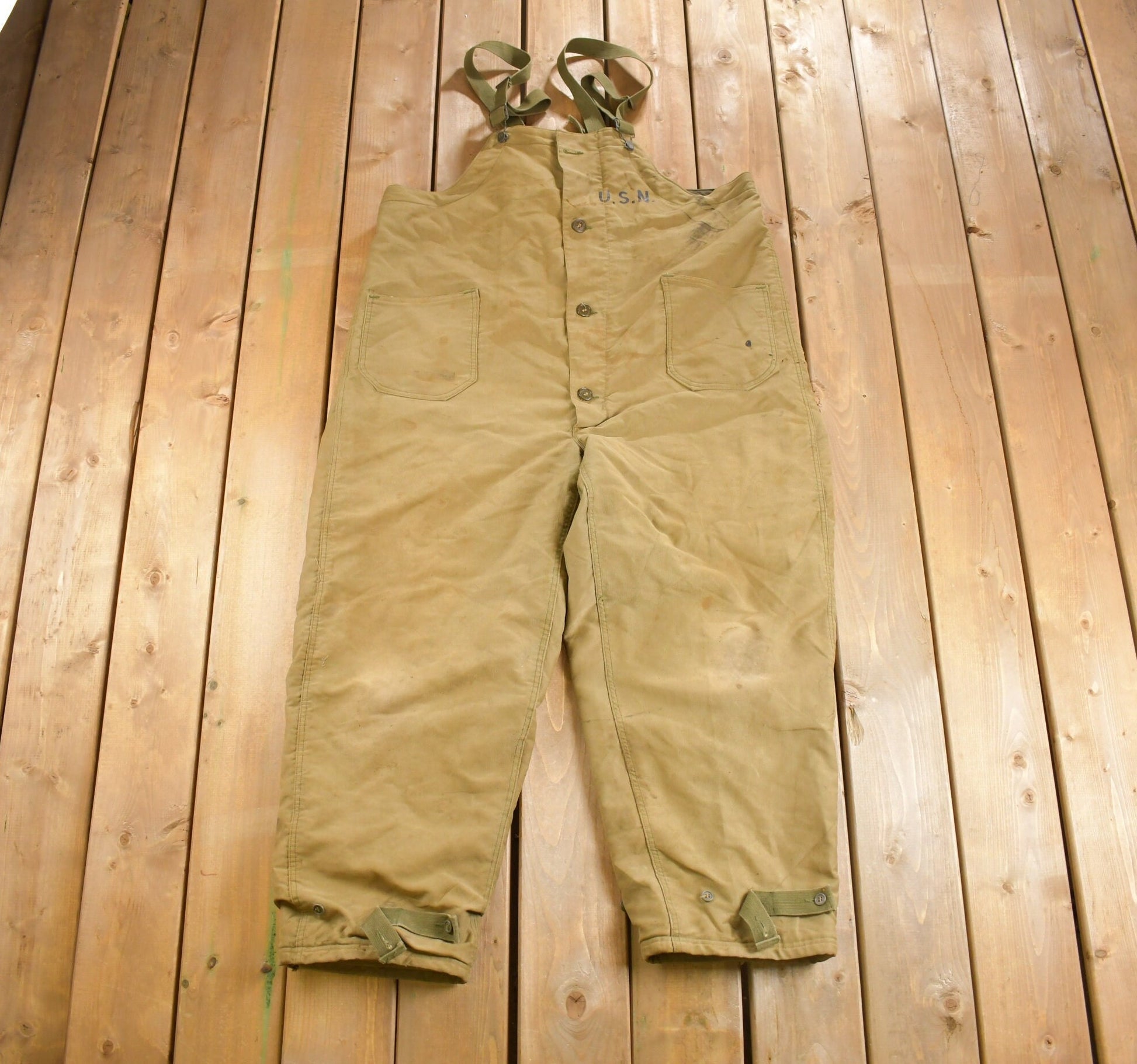 Vintage 1940s Navy Deck Bib Overalls WWII